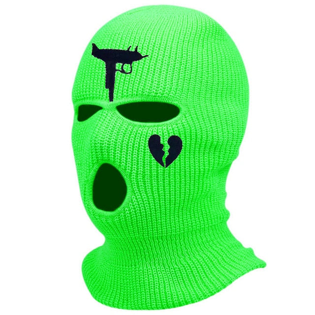 Cagoule Vert Fluo Uzi Coeur brisé 3 trous